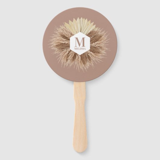Rustic Boho Bohemian Pampas Grass Monogram Handwaaier (Voorkant)