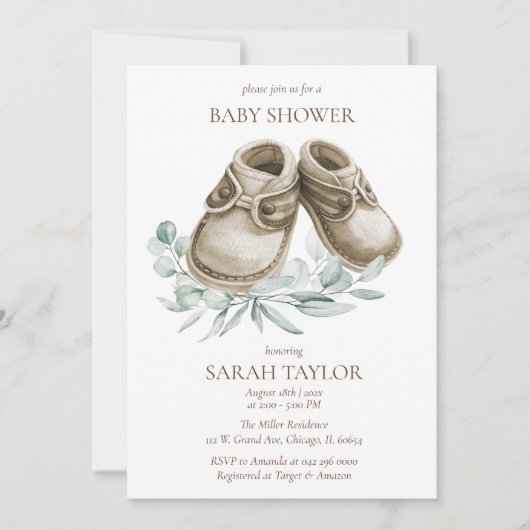 Rustic Boho Booties Baby shower Sjabloon Kaart (Voorkant)