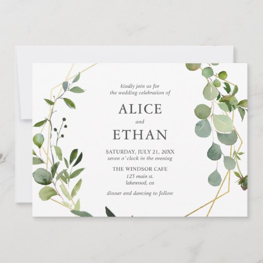 Rustic Boho Botanical Greenery Wedding Kaart (Voorkant)