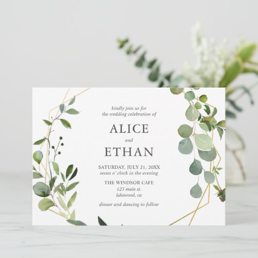 Rustic Boho Botanical Greenery Wedding Kaart (Staand voorkant)