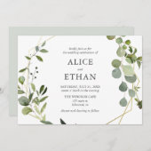 Rustic Boho Botanical Greenery Wedding Kaart (Voorkant / Achterkant)