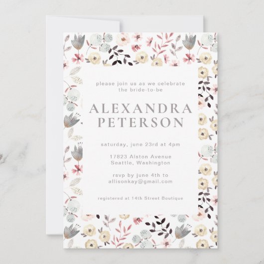 Rustic Boho Botanical White Grey Vrijgezellenfeest Kaart (Voorkant)