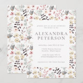 Rustic Boho Botanical White Grey Vrijgezellenfeest Kaart (Voorkant / Achterkant)