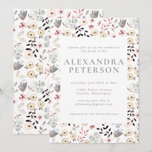 Rustic Boho Botanical White Grey Vrijgezellenfeest Kaart (Voorkant / Achterkant)