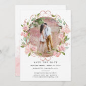 Rustic Boho Botanical Wreath Photo Wedding Save The Date (Voorkant / Achterkant)