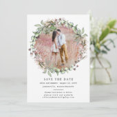 Rustic Boho Botanical Wreath Photo Wedding Save The Date (Staand voorkant)
