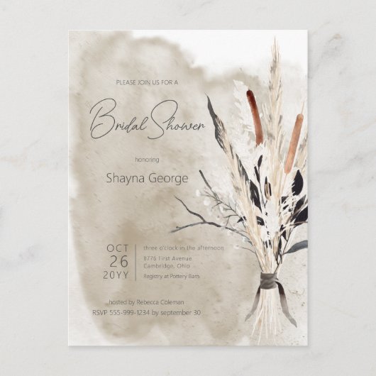 Rustic Boho Bouquet Modern Vrijgezellenfeest Invit Briefkaart (Voorkant)
