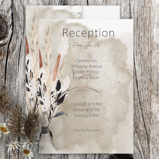 Rustic Boho Bouquet Moderne Reception Kaart