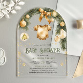 Rustic Boho Boy Winter Christmas Baby shower Acryl Uitnodigingen