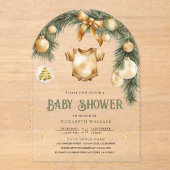 Rustic Boho Boy Winter Christmas Baby shower Acryl Uitnodigingen (Voorkant)