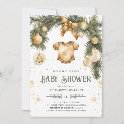 Rustic Boho Boy Winter Christmas Baby shower Kaart (Voorkant)