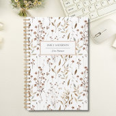 Rustic Boho Brown Herfst Botanical Flower Leaf 202 Planner