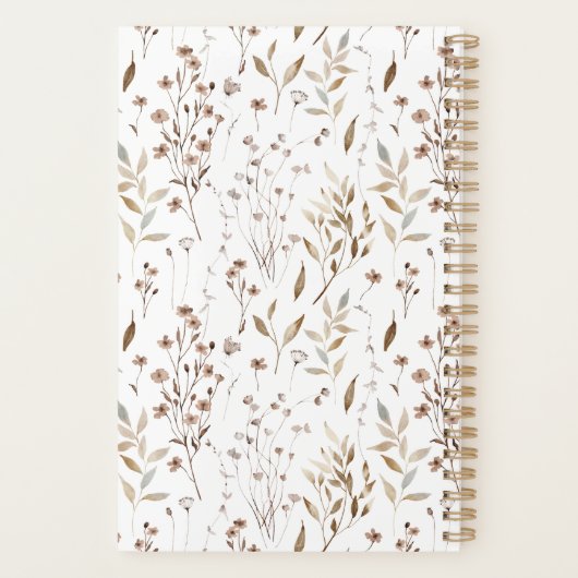 Rustic Boho Brown Herfst Botanical Flower Leaf 202 Planner (Achterkant)
