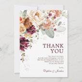 Rustic Boho Burgundy Burnt Oranje Baby shower Bedankkaart (Voorkant)