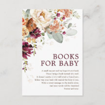 Rustic Boho Burgundy Floral Books for Baby shower