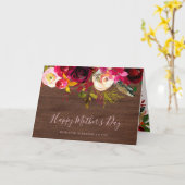 Rustic Boho Burgundy Floral | Happy Moederdag Kaart (Gele Bloem)