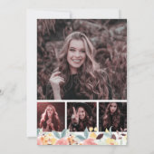 Rustic boho burgundy floral photoSweet 16 Kaart (Achterkant)