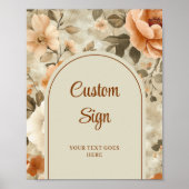 Rustic Boho Burnt Orange Ivory Sage Floral Custom Poster (Voorkant)