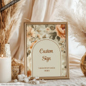 Rustic Boho Burnt Orange Ivory Sage Floral Custom  Poster