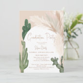 Rustic Boho cactus pampas boogfoto afstuderen Kaart (Staand voorkant)