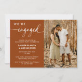 Rustic Boho Calligraphy Photo Engagement Party Kaart (Voorkant)