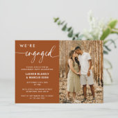 Rustic Boho Calligraphy Photo Engagement Party Kaart (Staand voorkant)