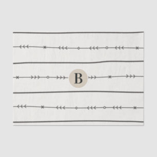 Rustic Boho Chic Baby shower Modern Kraft Monogram Tissuepapier