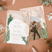 Rustic Boho chic cactus pampas arch foto bruiloft Kaart