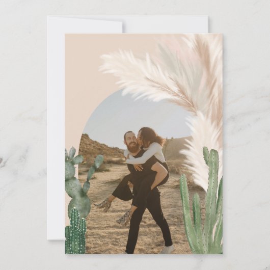 Rustic Boho chic cactus pampas arch foto bruiloft Kaart (Achterkant)