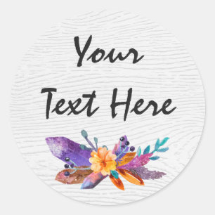 Rustic Boho Chic Crystal Pareltjes Waterverf Ronde Sticker
