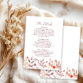 Rustic Boho Chic Fall Wildflowers Wedding Details Informatiekaartje