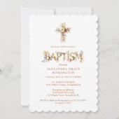 Rustic Boho Chic Floral Cross Baptism TMF26 Kaart (Voorkant)