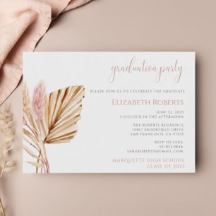 Rustic Boho Chic Floral Pampas Grass Afstuderen Kaart