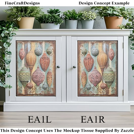 Rustic Boho Chic Holiday Ornaments EA1R Decoupage Tissuepapier