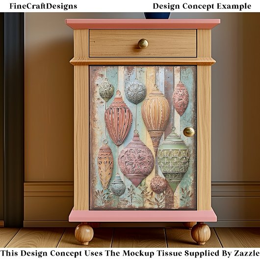 Rustic Boho Chic Holiday Ornaments EA1R Decoupage Tissuepapier