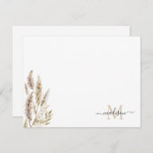Rustic Boho Chic Pampas Grass Palm Leaves Monogram Notitiekaartje (Voorkant / Achterkant)