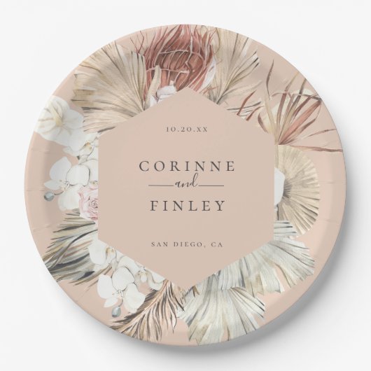 Rustic Boho-Chic Personalized Papieren Bordje (Voorkant)
