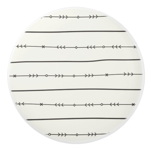 Rustic Boho Chic Trendy Modern Arrow Ivory Keramische Knop (Voorkant)