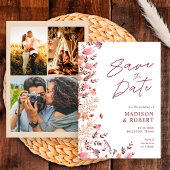 Rustic Boho Chic Wildflower Multiple Photo Wedding Save The Date