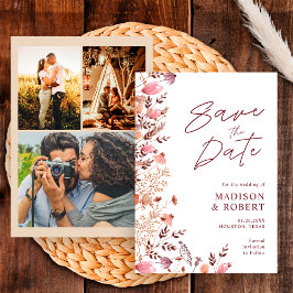 Rustic Boho Chic Wildflower Multiple Photo Wedding Save The Date