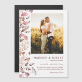 Rustic Boho Chic Wildflower Photo Save The Date Magnetische Uitnodiging (Voorkant / Achterkant)