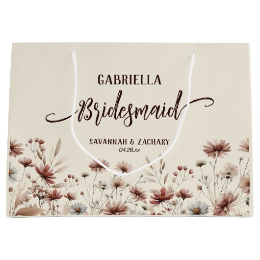 Rustic Boho Chic Wildflowers Bridesmaid Wedding Groot Cadeauzakje (Voorkant)