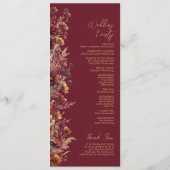 Rustic Boho Chic Wildflowers Burgundy Wedding Programmakaart (Achterkant)