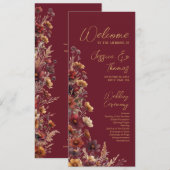 Rustic Boho Chic Wildflowers Burgundy Wedding Programmakaart (Voorkant / Achterkant)