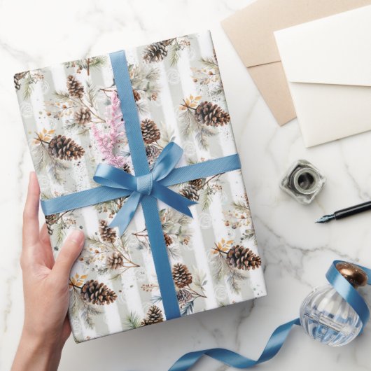 Rustic Boho Christmas Pine Farmhouse Pattern  Cadeaupapier (Geschenken)