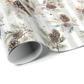 Rustic Boho Christmas Pine Farmhouse Pattern  Cadeaupapier (Rol Hoek)