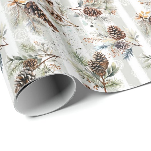 Rustic Boho Christmas Pine Farmhouse Pattern  Cadeaupapier (Rol Hoek)