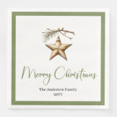 Rustic Boho Christmas Scene Watercolor Dinner Servet (Voorkant)