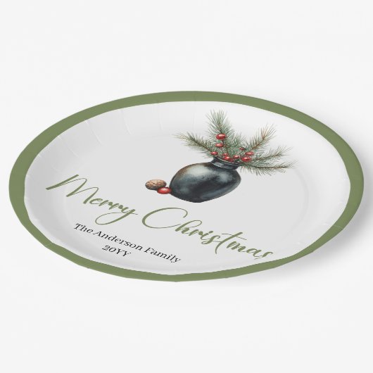 Rustic Boho Christmas Tree in Botanical Style Papieren Bordje (Gekanteld)