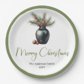 Rustic Boho Christmas Tree in Botanical Style  Papieren Bordje (Voorkant)